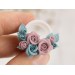 Custom color wedding earrings for stretched ears Tiny rose ear plugs Floral gauges for bride Handmade