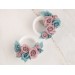 Custom color wedding earrings for stretched ears Tiny rose ear plugs Floral gauges for bride Handmade