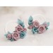 Custom color wedding earrings for stretched ears Tiny rose ear plugs Floral gauges for bride Handmade