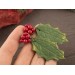 Holly berry dangle plug earrings Reg green holiday floral jewelry for stretched earlobes Xmas tunnels and gauges