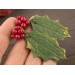Holly berry dangle plug earrings Reg green holiday floral jewelry for stretched earlobes Xmas tunnels and gauges