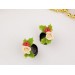 Christmas earrings for stretched ears Holly berry and beige rose gauges Xmas tunnels and plugs Handmade