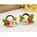 Christmas earrings for stretched ears Holly berry and beige rose gauges Xmas tunnels and plugs Handmade