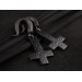 Gothic earrings for gauged ears 5-14mm Black inverted cross Witchcraft Halloween plugs and tunnels Metalhead gift Satanic 