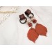 Extra long ear plugs Wooden tunnels with realistic orange leaves Bohemian jewelry for stretched ears