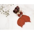 Extra long ear plugs Wooden tunnels with realistic orange leaves Bohemian jewelry for stretched ears