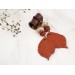 Extra long ear plugs Wooden tunnels with realistic orange leaves Bohemian jewelry for stretched ears