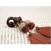 Extra long ear plugs Wooden tunnels with realistic orange leaves Bohemian jewelry for stretched ears