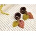 Autumn earrings for gauged earlobes Orange yellow leaf dangle plugs Ear tunnels Thanksgiving jewelry 