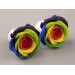 Rainbow flower earrings for stretched earlobes LGBTQ+ wedding jewelry Colorful rose ear plugs and tunnels