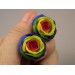 Rainbow flower earrings for stretched earlobes LGBTQ+ wedding jewelry Colorful rose ear plugs and tunnels