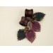 Dangle wooden tunnels with burgundy and teal leaves Autumn jewelry for stretched ears Plugs and gauges Handmade