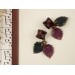 Dangle wooden tunnels with burgundy and teal leaves Autumn jewelry for stretched ears Plugs and gauges Handmade