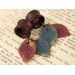 Dangle wooden tunnels with burgundy and teal leaves Autumn jewelry for stretched ears Plugs and gauges Handmade