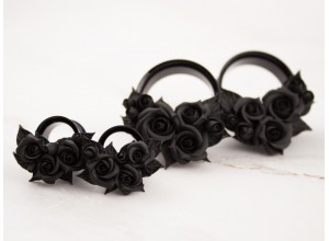 Tiny black rose ear tunnels 00g – 25mm