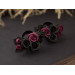 Burgundy black rose ear tunnel plugs, 00g – 1 inch gauge