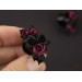 Burgundy black rose ear tunnel plugs, 00g – 1 inch gauge