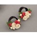 Cute Xmas earrings for stretched ears Tiny roses red green Holly berries Handmade gauges and plugs
