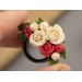 Cute Xmas earrings for stretched ears Tiny roses red green Holly berries Handmade gauges and plugs
