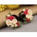Cute Xmas earrings for stretched ears Tiny roses red green Holly berries Handmade gauges and plugs