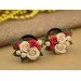 Cute Xmas earrings for stretched ears Tiny roses red green Holly berries Handmade gauges and plugs