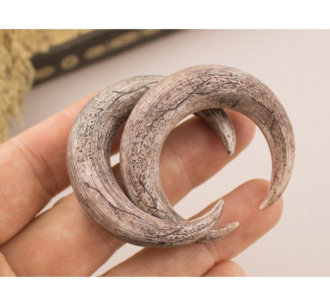 Viking gauge earrings for stretched ears Guys plugs and tunnels Ancient horn Norse Brutal jewelry