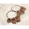 Ancient bone leaves beige brown Hoop hangers for tunnels Ear plugs and gauges Viking handmade