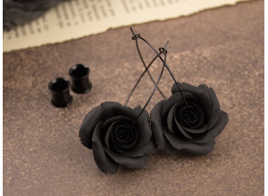 Black rose hoop hangers for tunnels 6-25mm