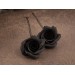 Black rose hoop hangers for tunnel earrings Gothic jewelry for stretched ears Witch gift idea Flower plugs and gauges