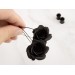 Black rose hoop hangers for tunnel earrings Gothic jewelry for stretched ears Witch gift idea Flower plugs and gauges