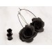 Black rose hoop hangers for tunnel earrings Gothic jewelry for stretched ears Witch gift idea Flower plugs and gauges