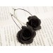 Black rose hoop hangers for tunnel earrings Gothic jewelry for stretched ears Witch gift idea Flower plugs and gauges