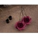 Deep wine red burgundy rose hoop earrings Flower hangers for tunnels Elegant jewelry for stretched ears Handmade