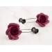 Deep wine red burgundy rose hoop earrings Flower hangers for tunnels Elegant jewelry for stretched ears Handmade