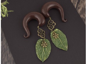 Dangle green leaf gauges 5-14mm