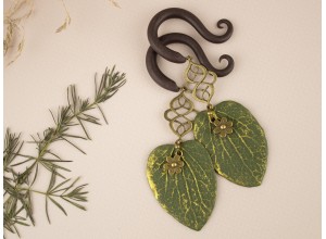 Dangle green leaf gauges 5-14mm