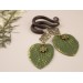 Woodland gauge earrings for stretched ears Dangle green leaf plugs Celtic knot tunnels Handmade