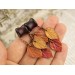 Fall leaves tunnel earrings Chain hangers for gauges Vivid autumn jewelry for stretched ears Bright wooden plugs