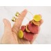Golden screw back tunnel earrings for stretched ears with orange yellow red fall leaves Hoop hangers Handmade