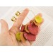 Golden screw back tunnel earrings for stretched ears with orange yellow red fall leaves Hoop hangers Handmade