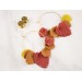 Golden screw back tunnel earrings for stretched ears with orange yellow red fall leaves Hoop hangers Handmade