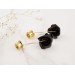 Black rose hoop earrings Golden screw back ear tunnels Brass hammered hangers Gothic jewelry for stretched ears