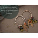 Hammered copper hoop hangers for ear tunnels with maple leaves and handmade beads Boho jewelry for stretched ears