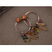 Hammered copper hoop hangers for ear tunnels with maple leaves and handmade beads Boho jewelry for stretched ears