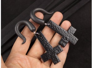 Inverted cross gauge earrings 5-14mm