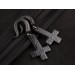 Gothic earrings for gauged ears 5-14mm Black inverted cross Witchcraft Halloween plugs and tunnels Metalhead gift Satanic 