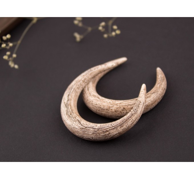 Viking gauge earrings for stretched ears Guys plugs and tunnels Ancient horn Norse Brutal jewelry