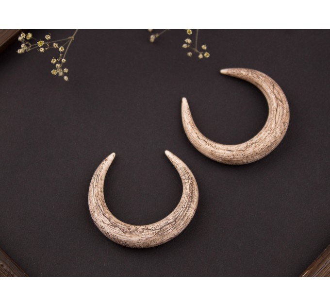 Viking gauge earrings for stretched ears Guys plugs and tunnels Ancient horn Norse Brutal jewelry