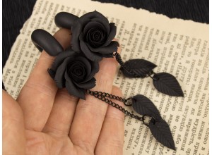 Black rose chain leaves gauges 5 - 14mm