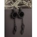 Gothic wedding dangle chain plug earrings for stretched ears Black rose and leaves Witch gift gauges Dark aesthetic